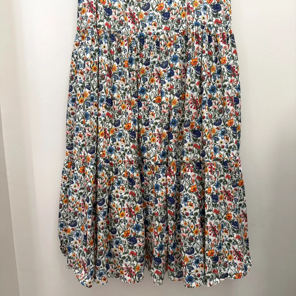 J. Crew Liberty Rachel Tie Front Midi Sun Dress Floral Multi Size 4 - Image 5