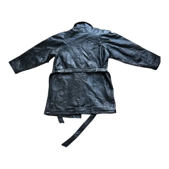 Navarre Leather Company Italian Stone black patchwork leather trench coat L Size L - Image 4