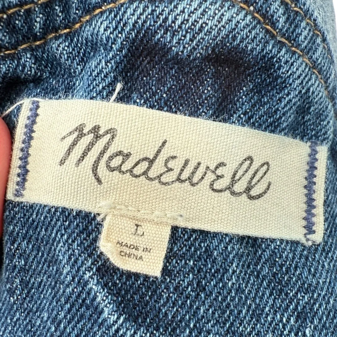 Madewell Denim Overall Mini Dress Size Large Casual Preppy Academia Layering - Image 3