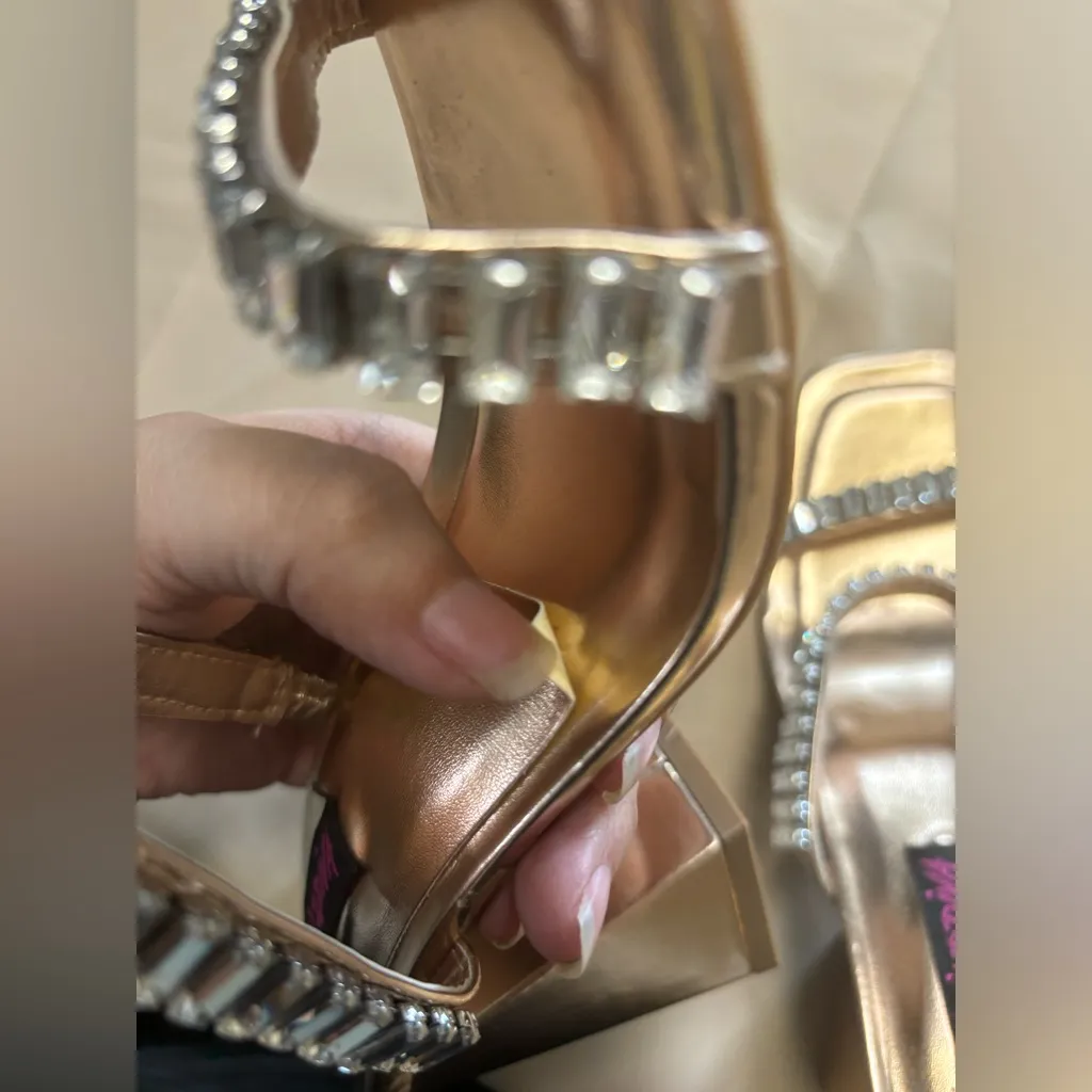 Wild‎ Diva Gold Crystal Embellished Heels - Image 10