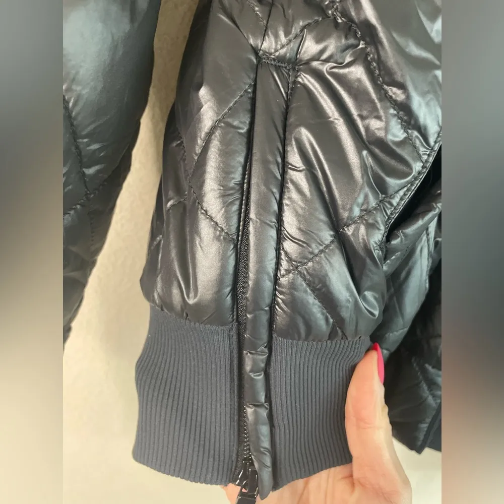 Aerie Offline Quilted Fleece Lined Nylon Zip-Up Bomber Jacket -Black Size M NWOT - Image 5