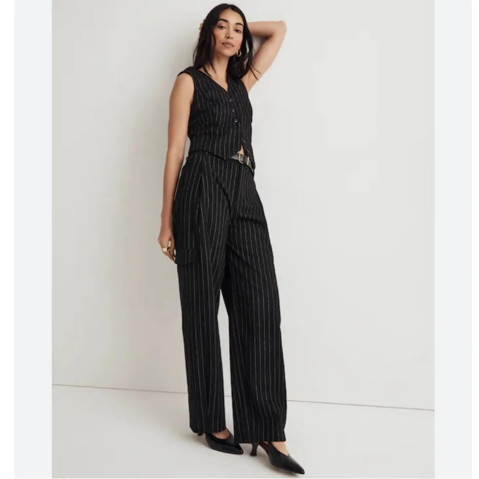 NEW Madewell Cargo Pants in Pinstripe Almost Black - Image 2