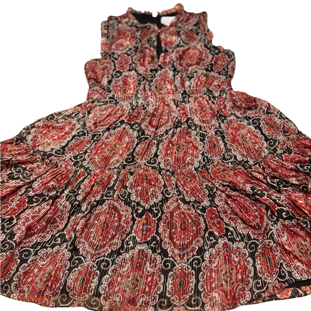 Kate Spade New York Medallion Metallic Paisley Ruffle Sleeveless Dress 16 in EUC - Image 5