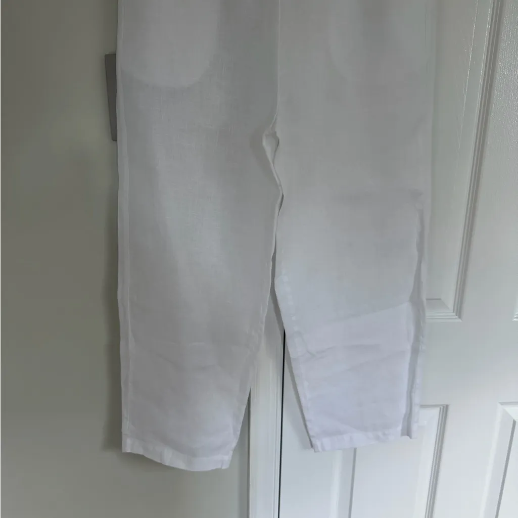 Quince 100% European Linen Pants White Medium Beach Coastal Vacation Athleisure - Image 6