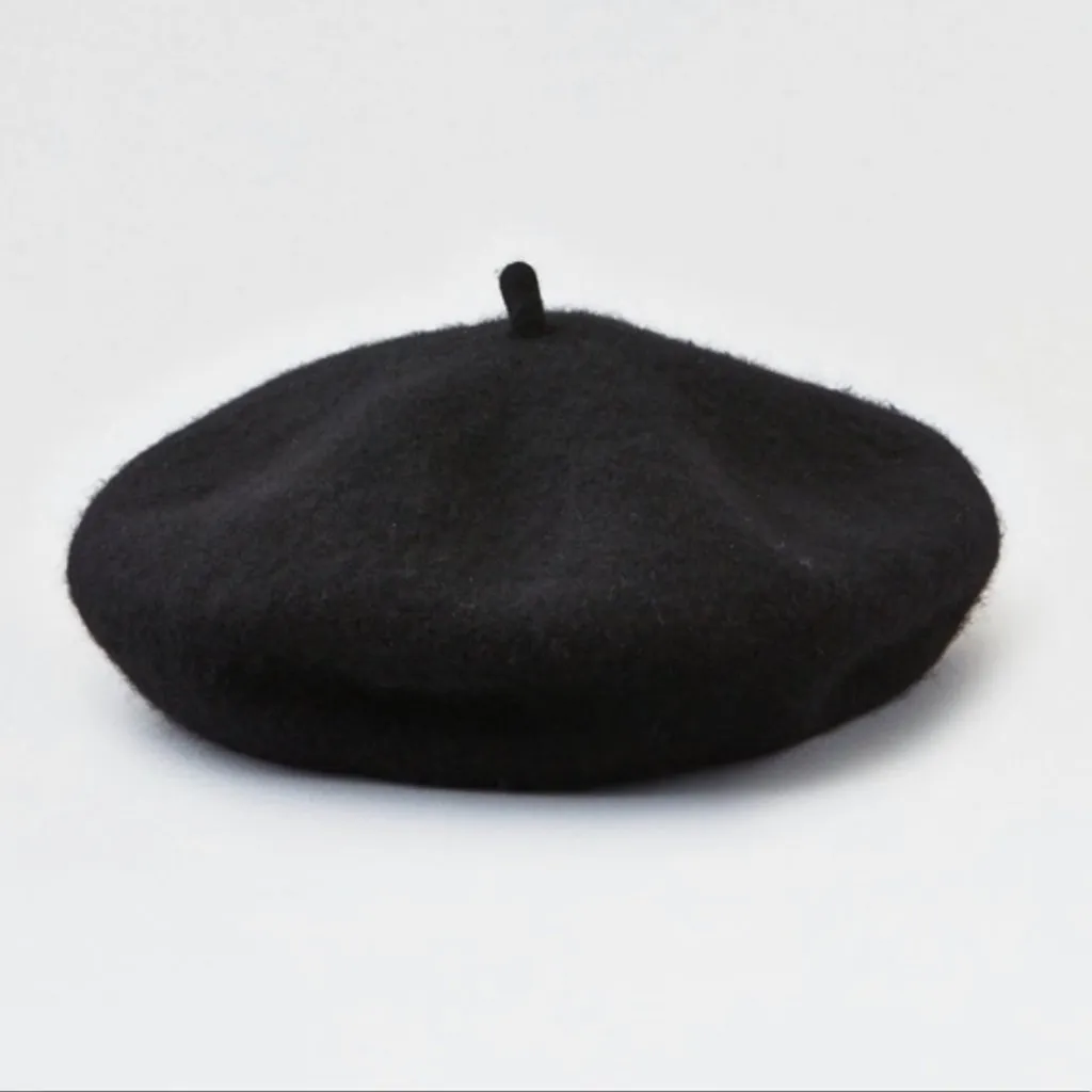 American Eagle 100% Wool Beret Hat Black - Image 2