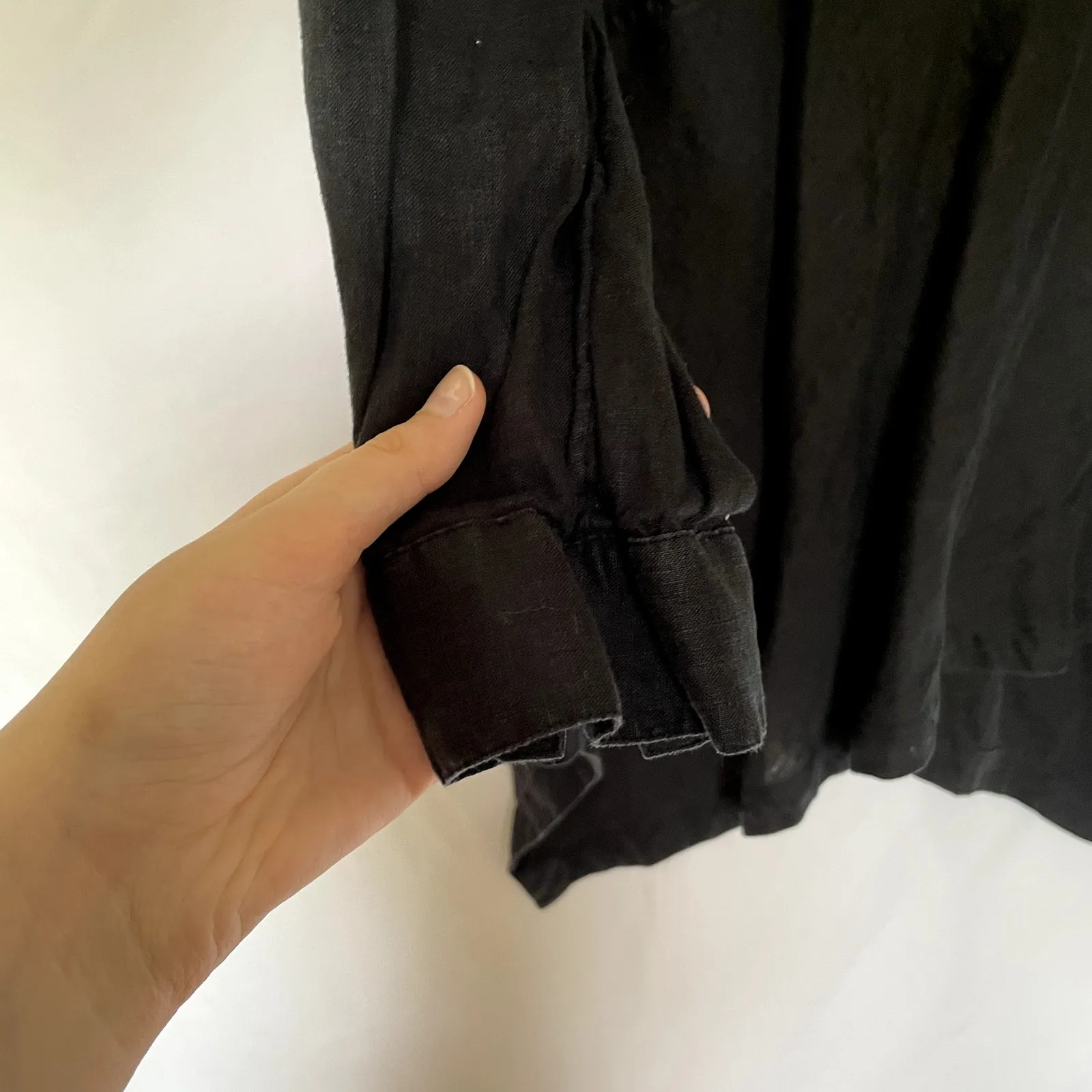 J.Jill love linen black button down top women's size XL petite 100% linen light - Image 4