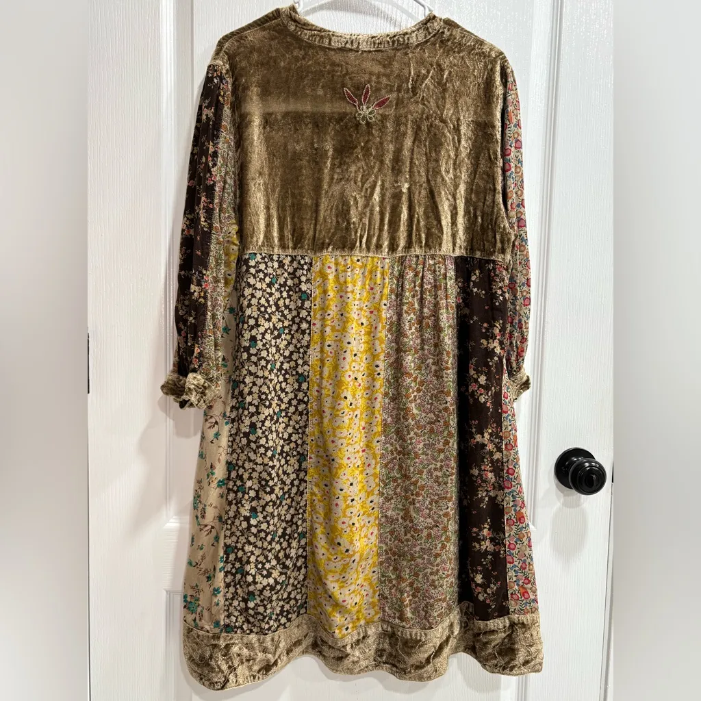 Young Threads Boho Babydoll Dress, Embroidery, Velvet, Women’s Large - Image 4