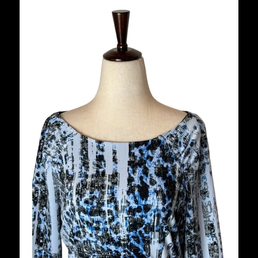 Carmen‎ Marc Valvo Boat Neck Jersey Knit Ruched Sheath Dress Size 6 - Image 3