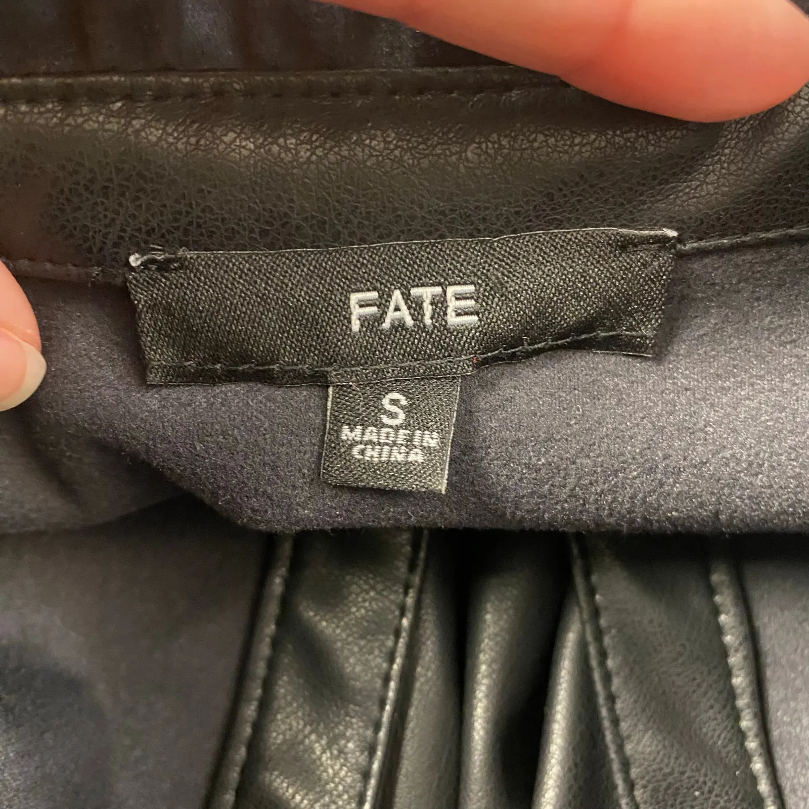 Fate‎ Black Faux Leather Ruffled Tiered Mini Dress Size S Moto Boho Goth - Image 2