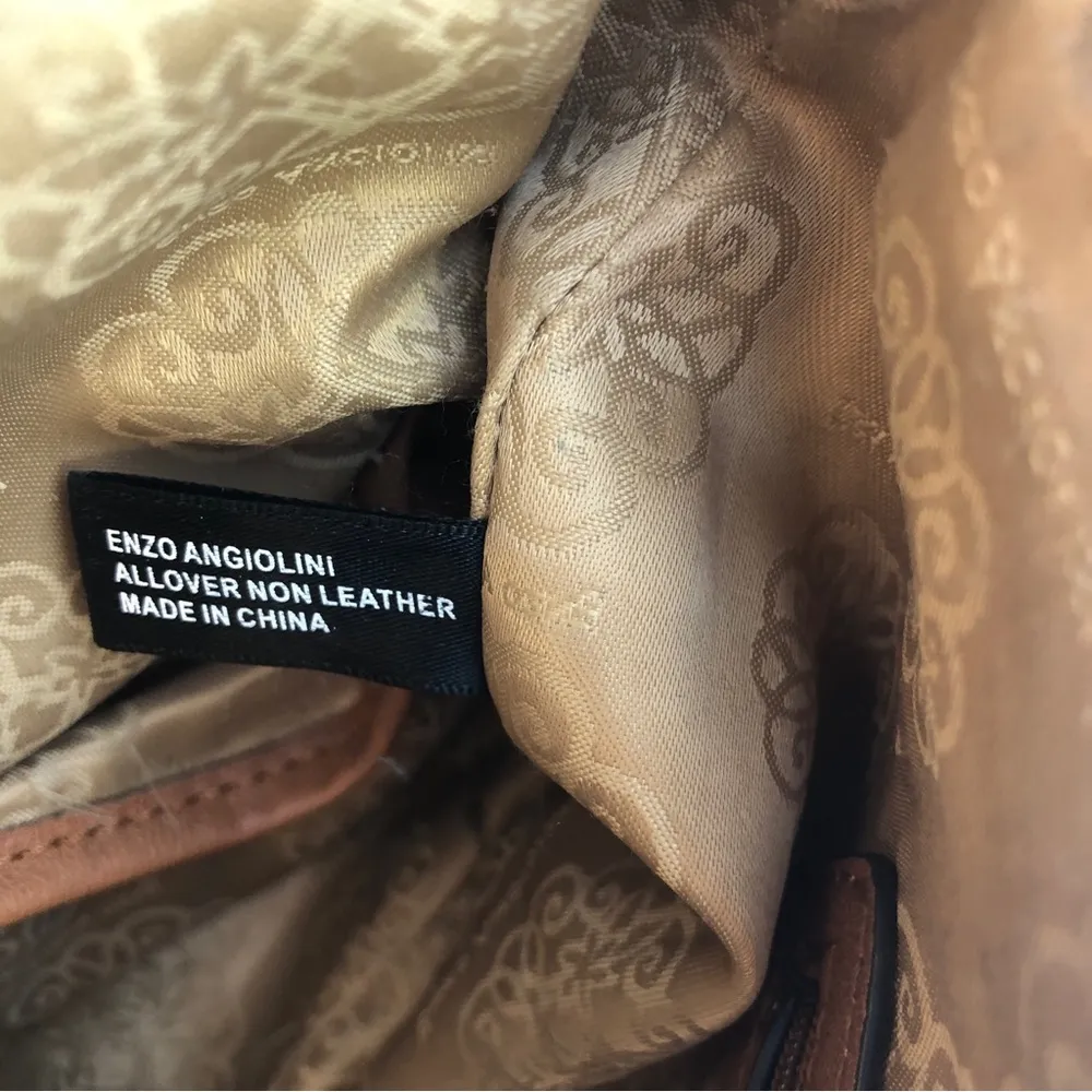 Enzo Angiolini Camel Pebbled Vegan Leather Crossbody Handbag Purse 11 inch - Image 8