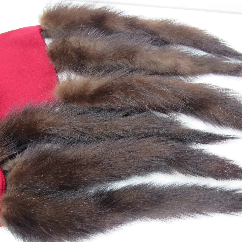 Vtg Elegant Dressy Winter Red Shawl Wrap Scarf 72'' Unique Art - Image 5