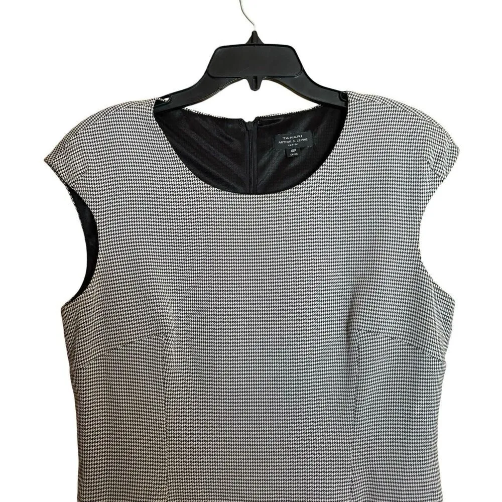 Tahari ASL Arthur Levine Sheath Dress Womens 10P Petites Multicolor Houndstooth - Image 2