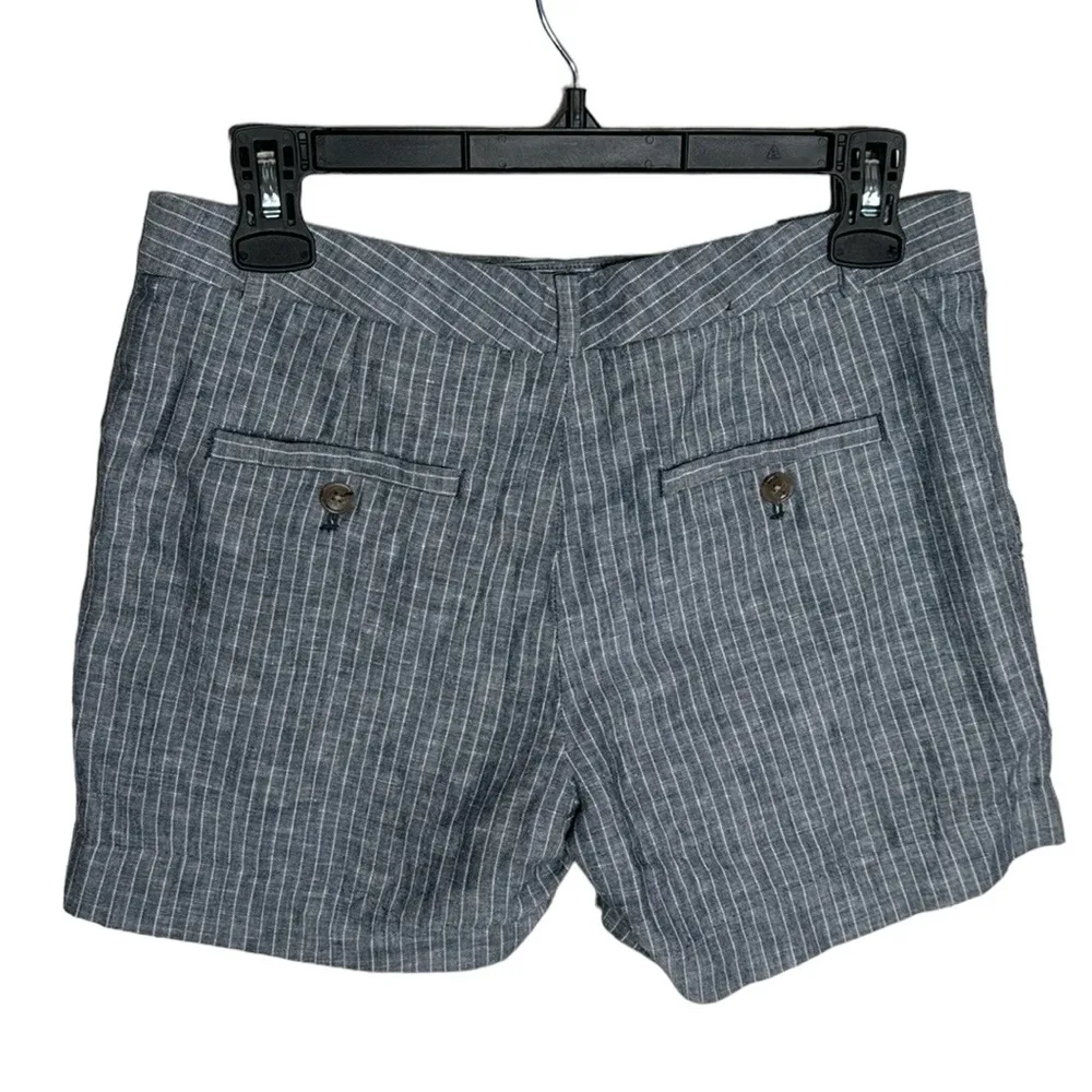 Banana Republic Factory pinstripe linen blend mini shorts size 0 Blue - Image 2