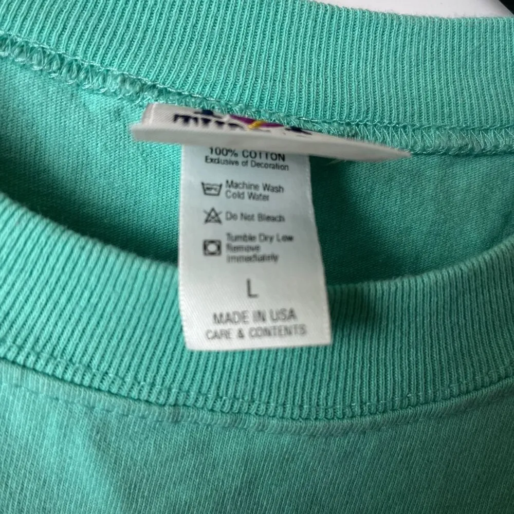 Vintage Myrtle Beach T Shirt Green Large L Destination Summer Sandals Solid Logo - Image 12