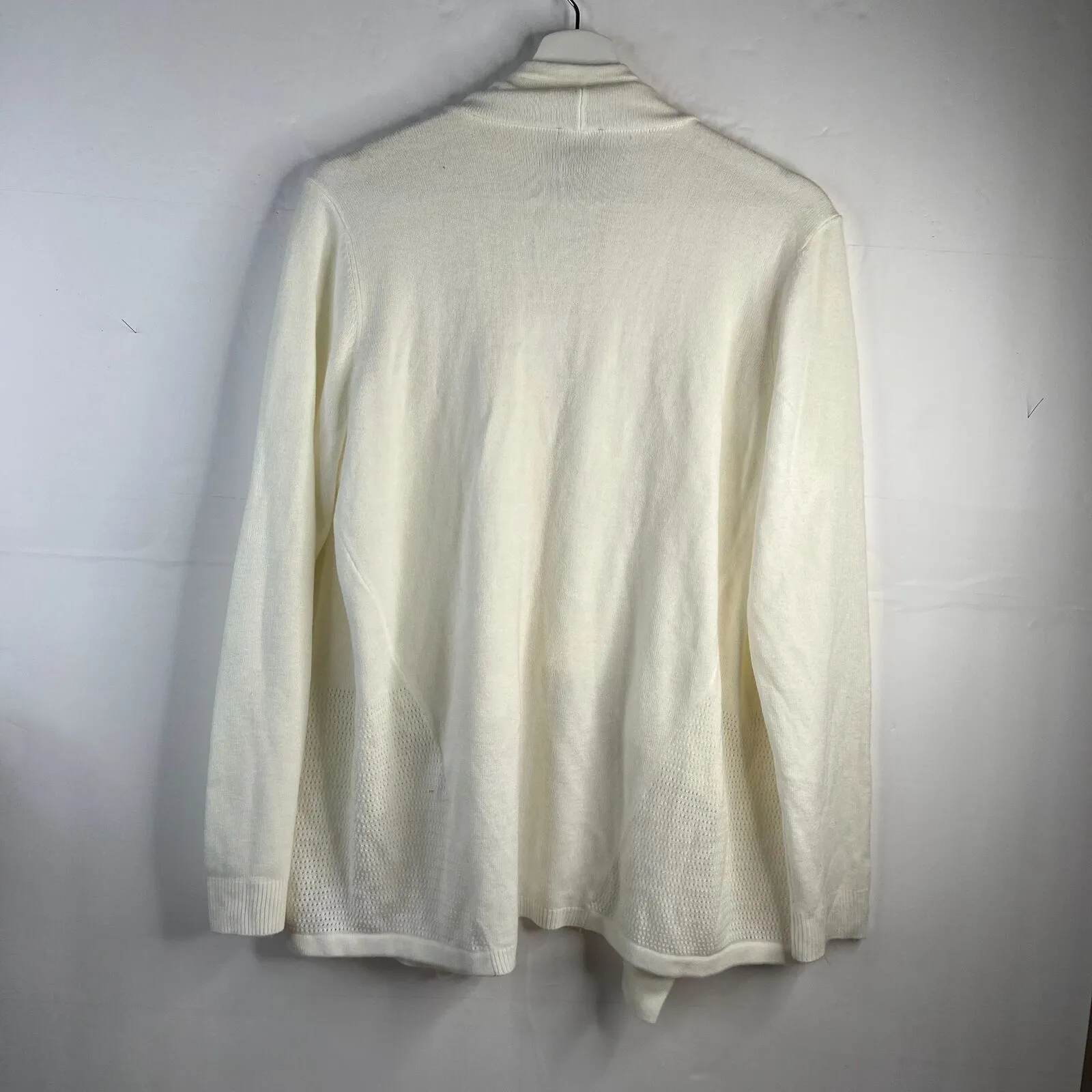 Chico's Size 2 L Cardigan Sweater Waterfall Open Front Long Sleeve Zip Pockets - Image 10