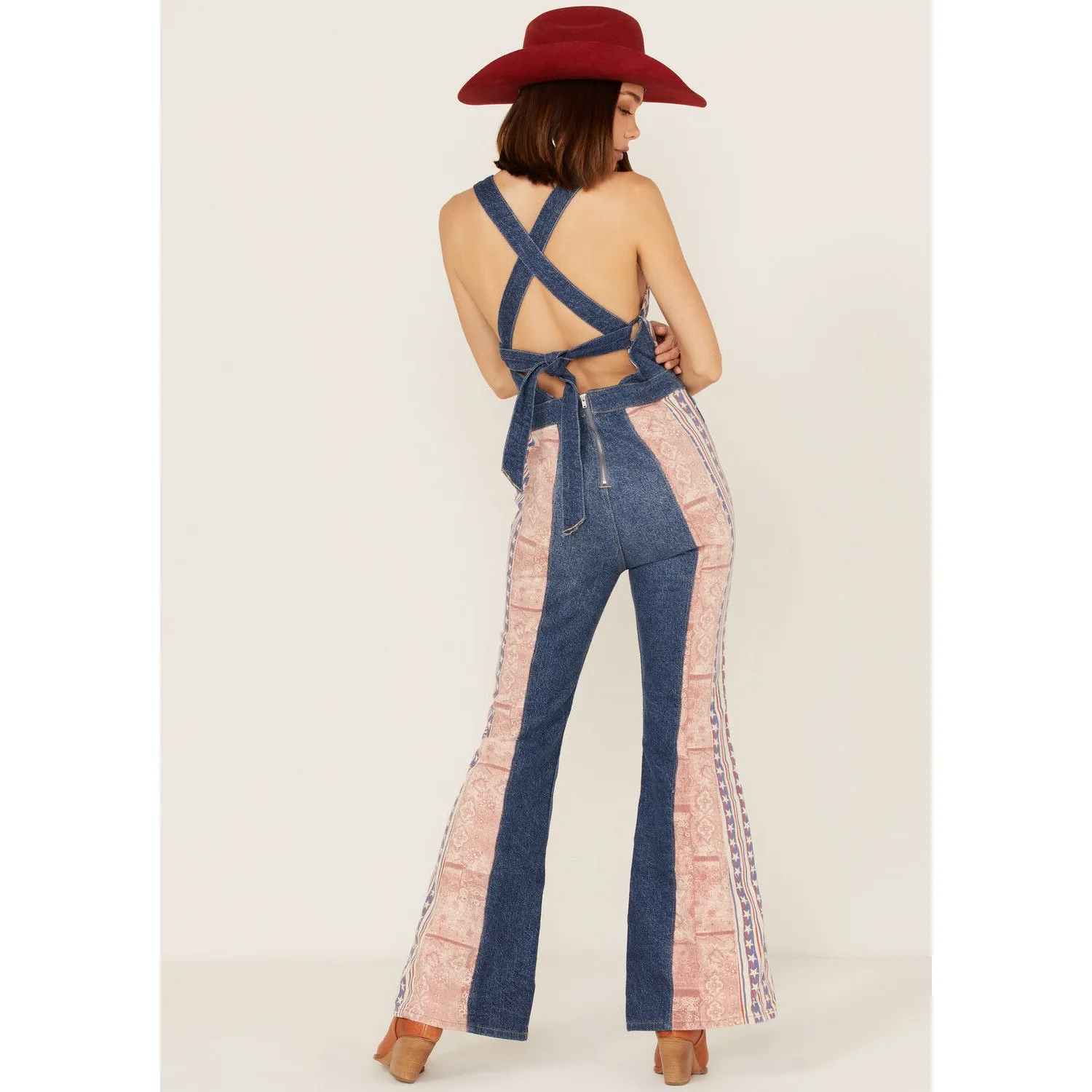 Free People Patchwork Americana Dallas Denim Jumpsuit - Image 4