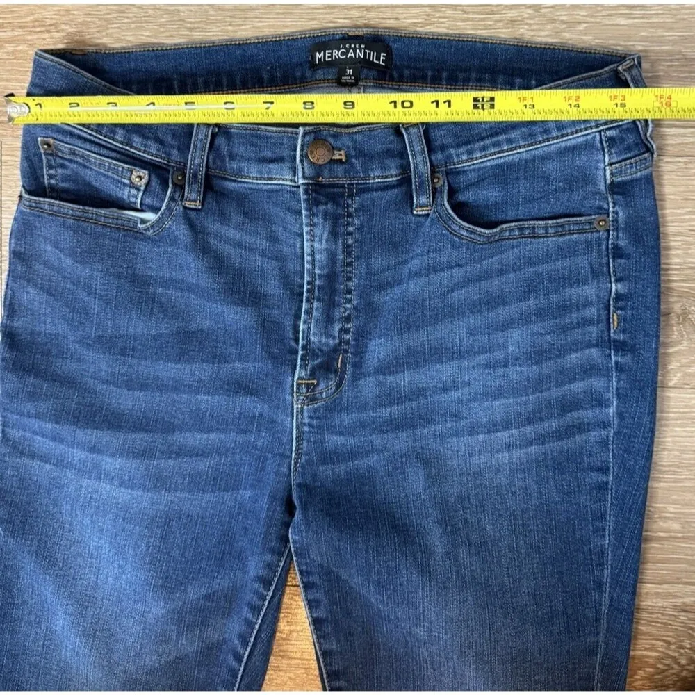 J.CREW High Rise Jeggings Medium Blue jean Zip Fly Skinny Stretch Knit 31 - Image 3