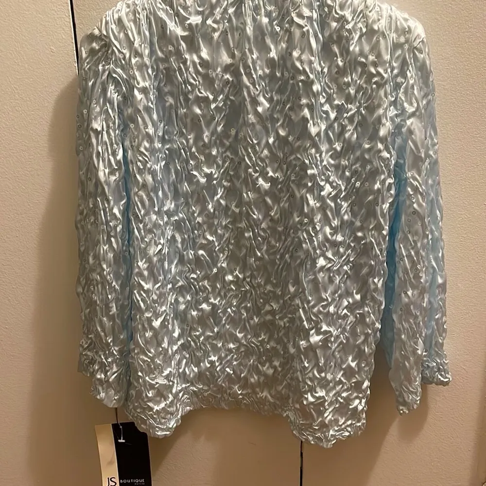 NWT Light Blue Sequin Crinkle Blazer Jacket - Image 6