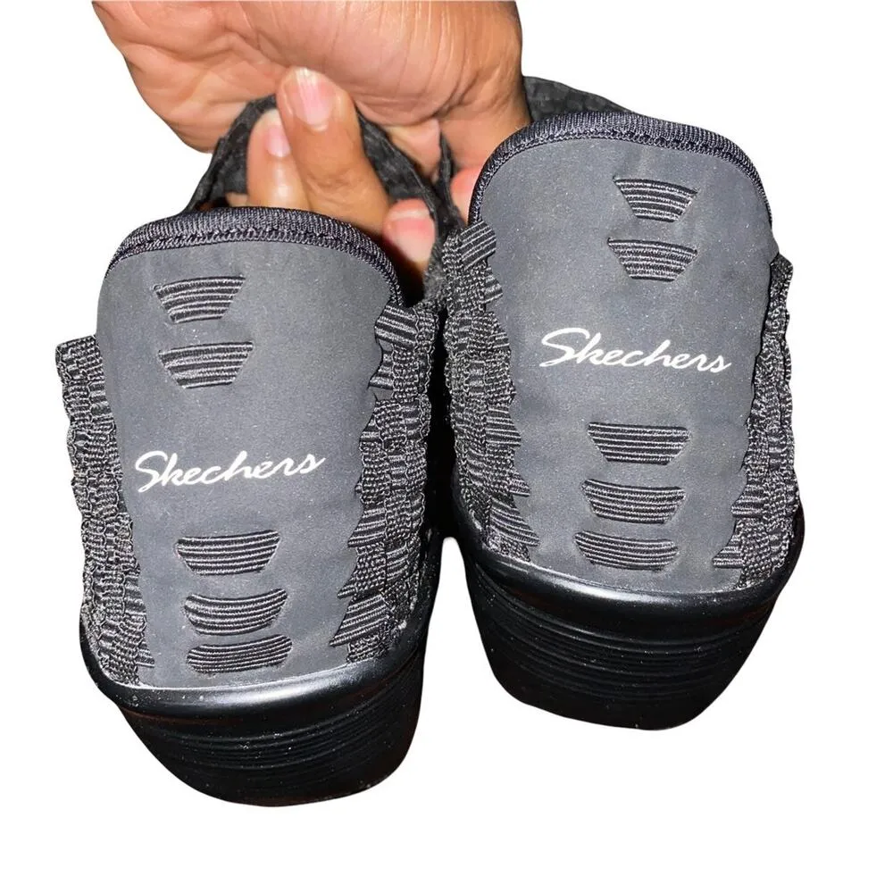 Skechers Walking Platform Slip on Mary Jane Open Toe Shoes Black size 8.5 - Image 5