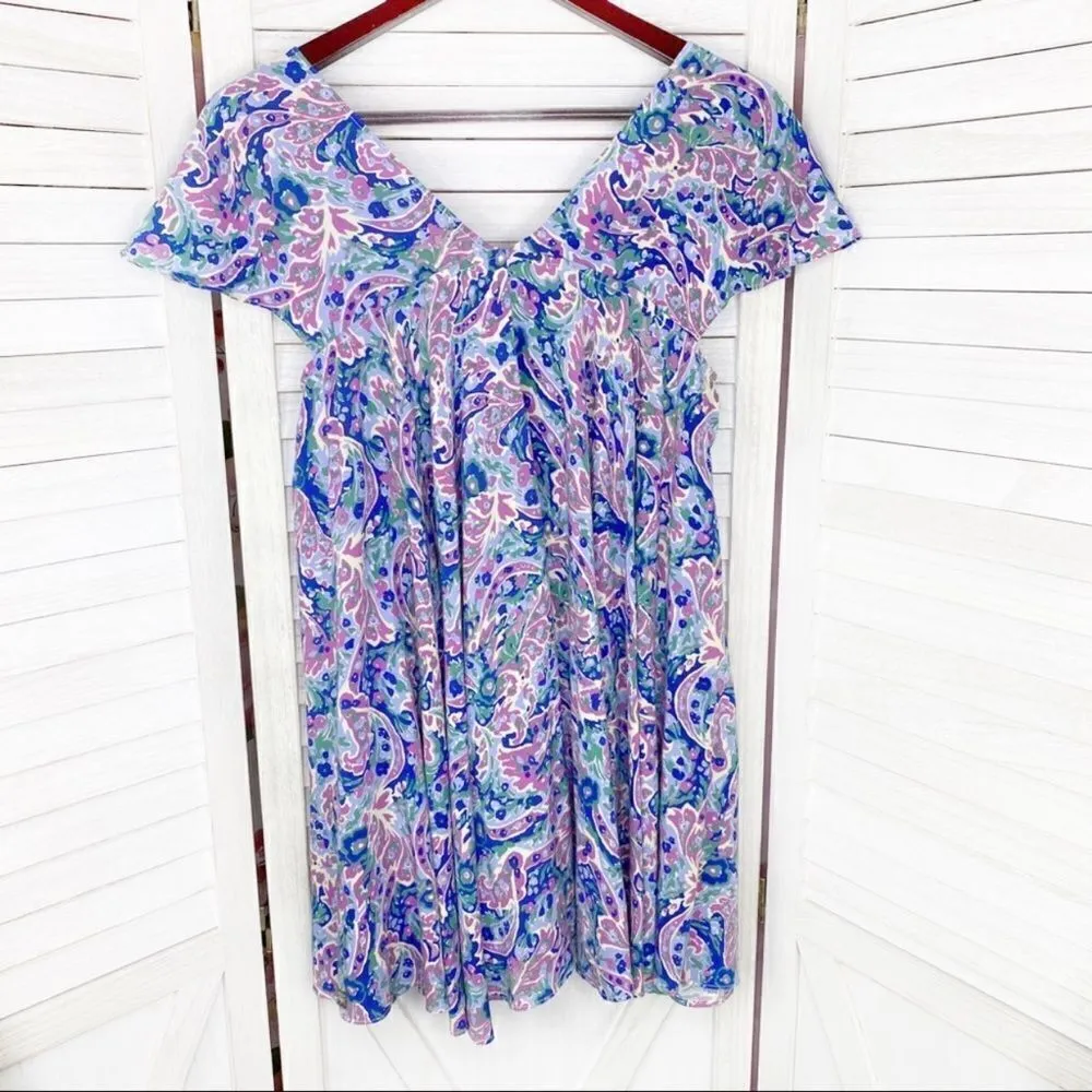 Matilda Jane In The Maze Floral Paisley Flutter Sleeve Tunic Top Blue Pink Small - Image 10