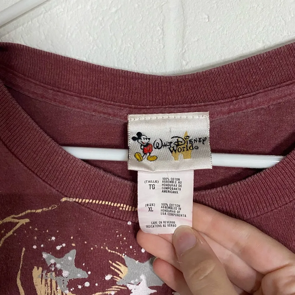 Disney Maroon T-Shirt with Mickey Mouse Tag X-Large - Image 3
