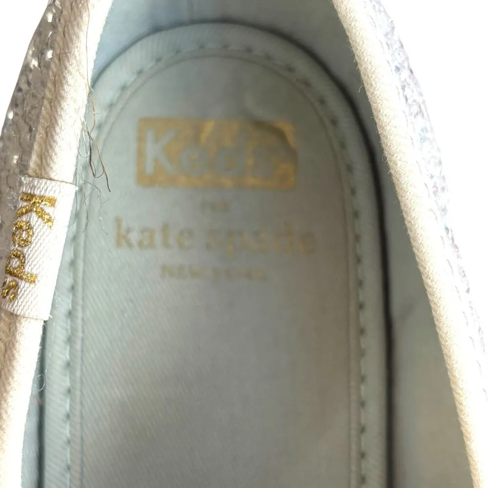 Keds x Kate Spade New York Champion Glitter Sneakers Silver White Sparkle Size 8 - Image 9