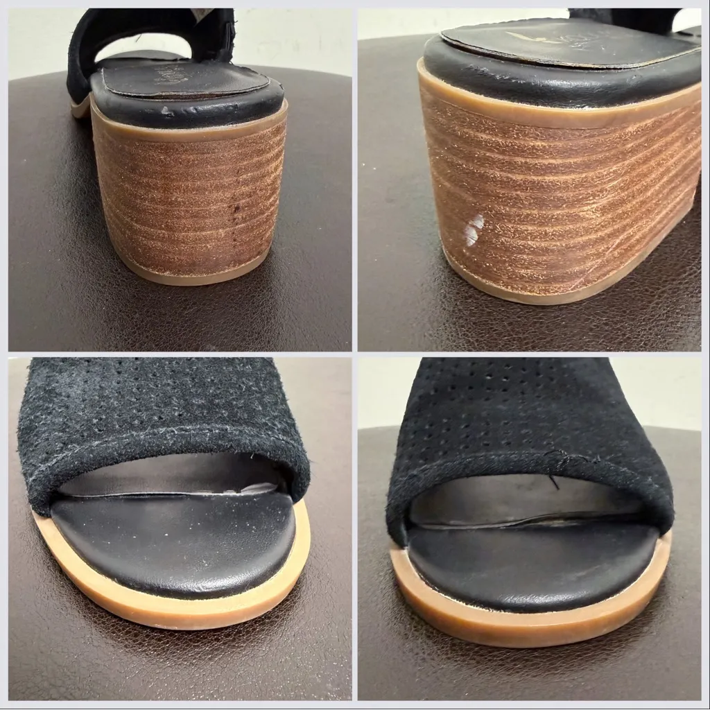 Koolaburra By Ugg Black Suede Raychel Perforated Block Heel Open Toe Mules 8.5 - Image 10