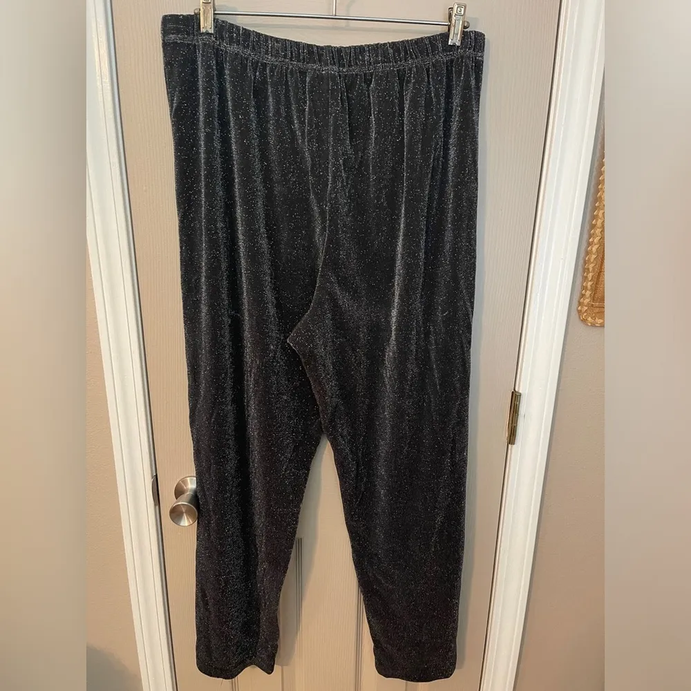 KSL Karin Stevens vintage black w/silver metallic pull on stretch pants. Sz 20. - Image 3