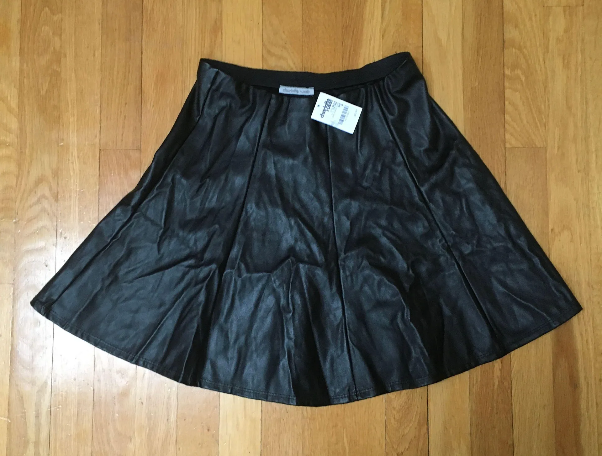 Black Faux Leather Skater Circle Skirt - Image 3