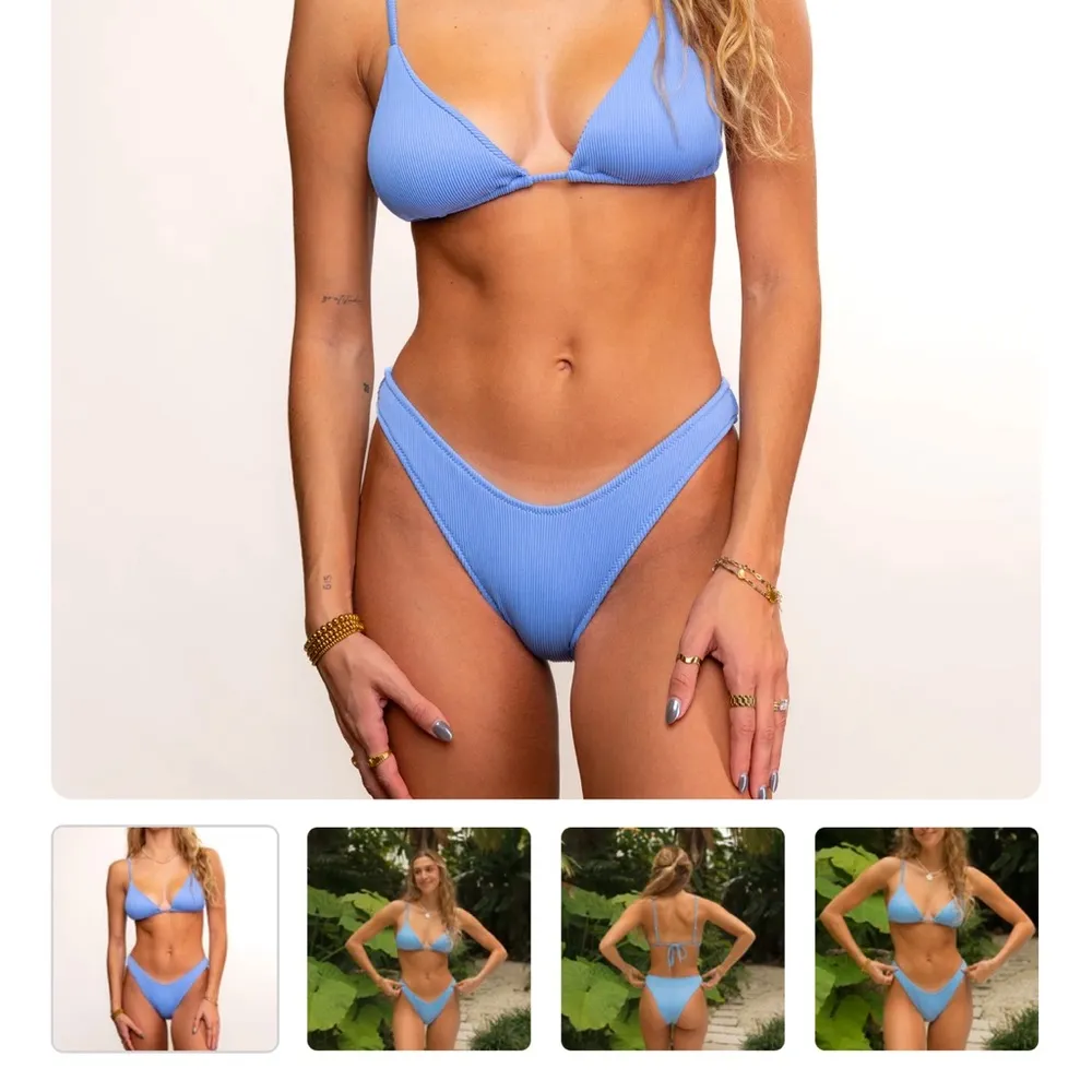 Honey Swim | Marina Ribbed Blue Women's Bikini Set | Top XS, Bottom S - Image 2