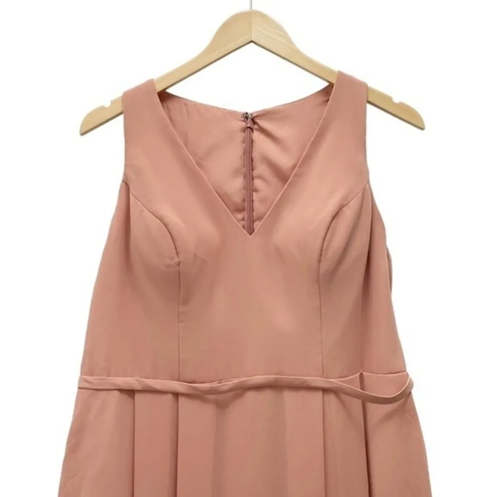 Azazie Mimi Dress Champagne Rose Long Bridesmaid Formal Gown Women’s Size 12 - Image 8