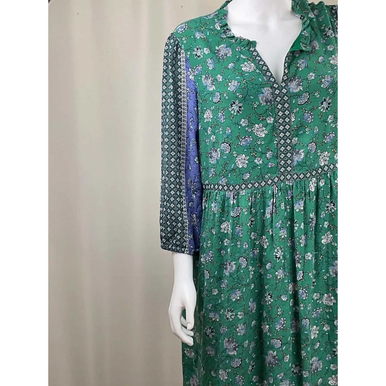 J. Jill Women's Peasant Mixed Print Dress Sweet Clover Folkloric Vine - Image 5