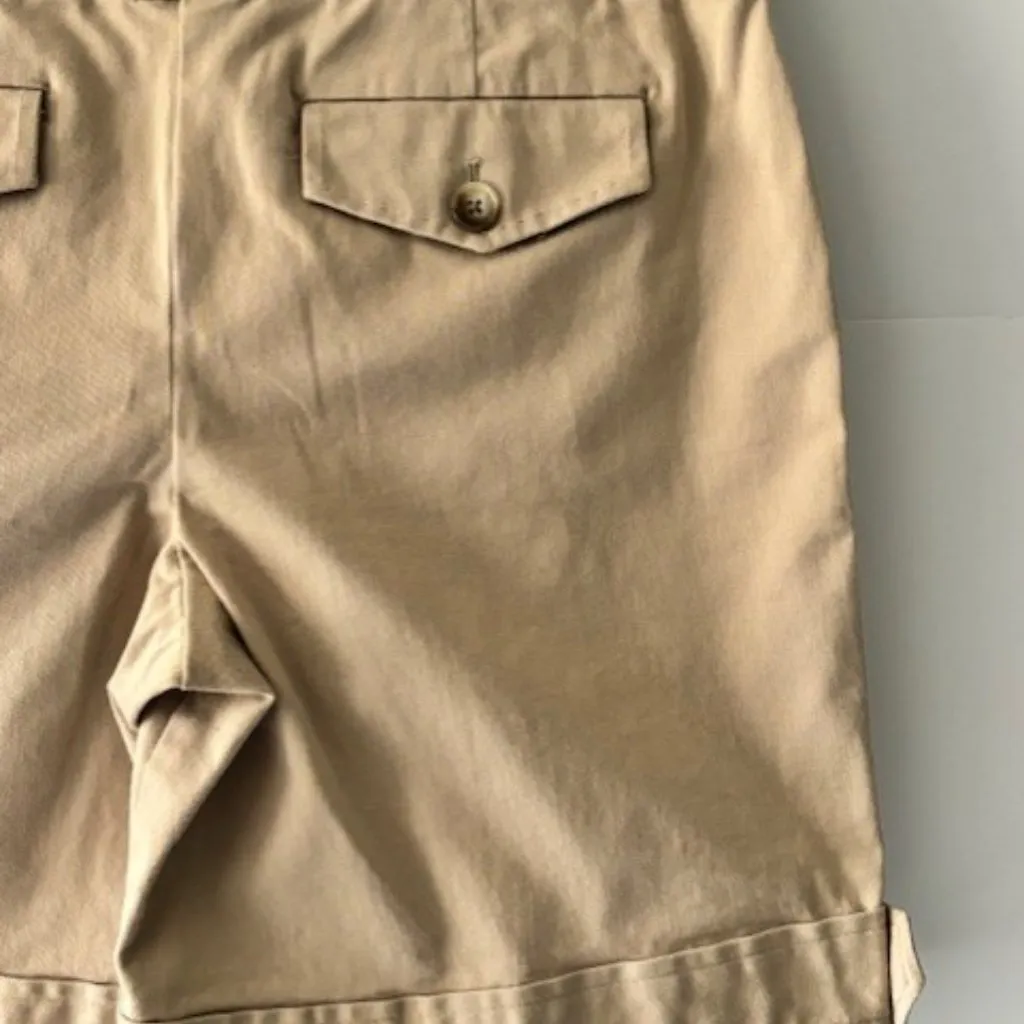 Ann Taylor Shorts Womens 12 Khaki Beige Stretch Flat Front Chino Preppy Active - Image 4