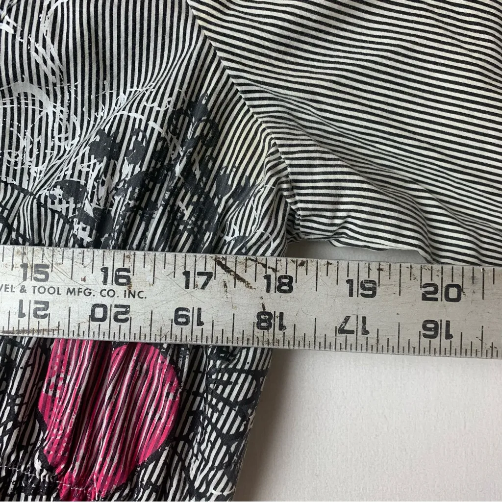 Vanity size XL y2k Black White Striped Shirt button up flaw punk whimsigoth - Image 8