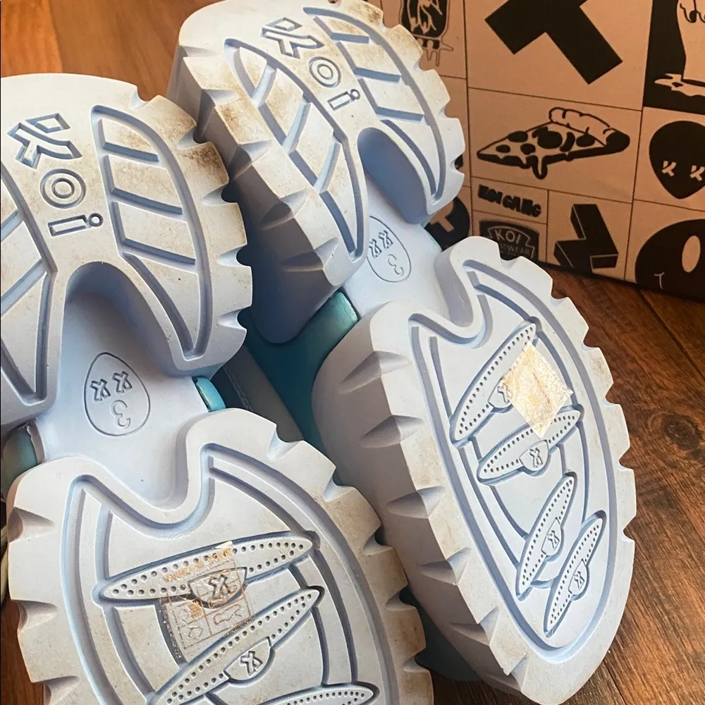 Koi Blue Lace Up Boots with Chunky Platform Sole Size 5 - Image 7