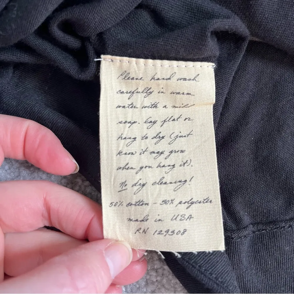 Raquel Allegra 3/4 Sleeve Cocoon Black & Gray Tie Dye Raw Hem Top Size 1 Medium - Image 7