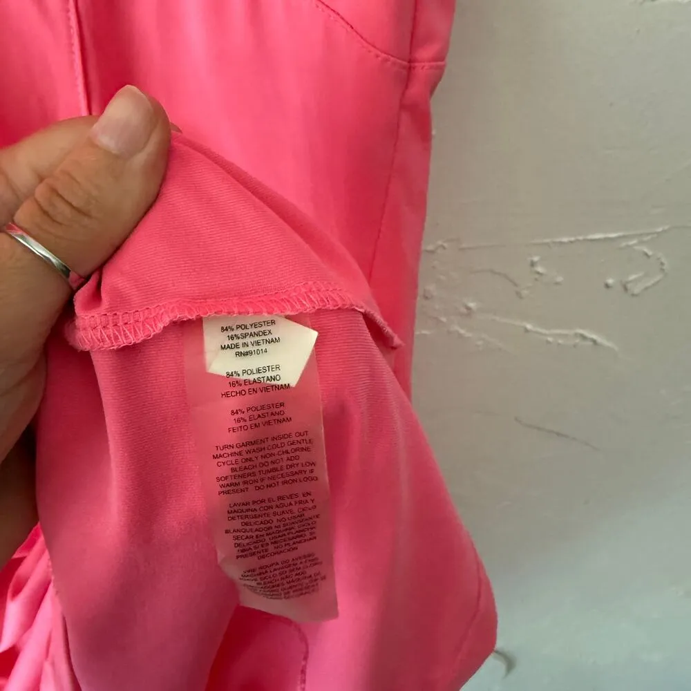 EP New York Sleeveless Golf Dress Pink Medium Zip Neck Stretch Activewear Medium - Image 4