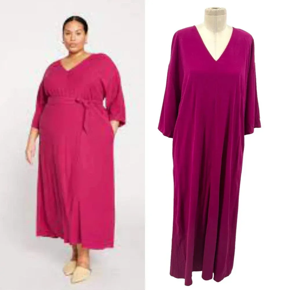 Universal Standard Luxe Anywhere Boxy Midi Pocket Dress Raspberry Size 2XS 6-8 - Image 2