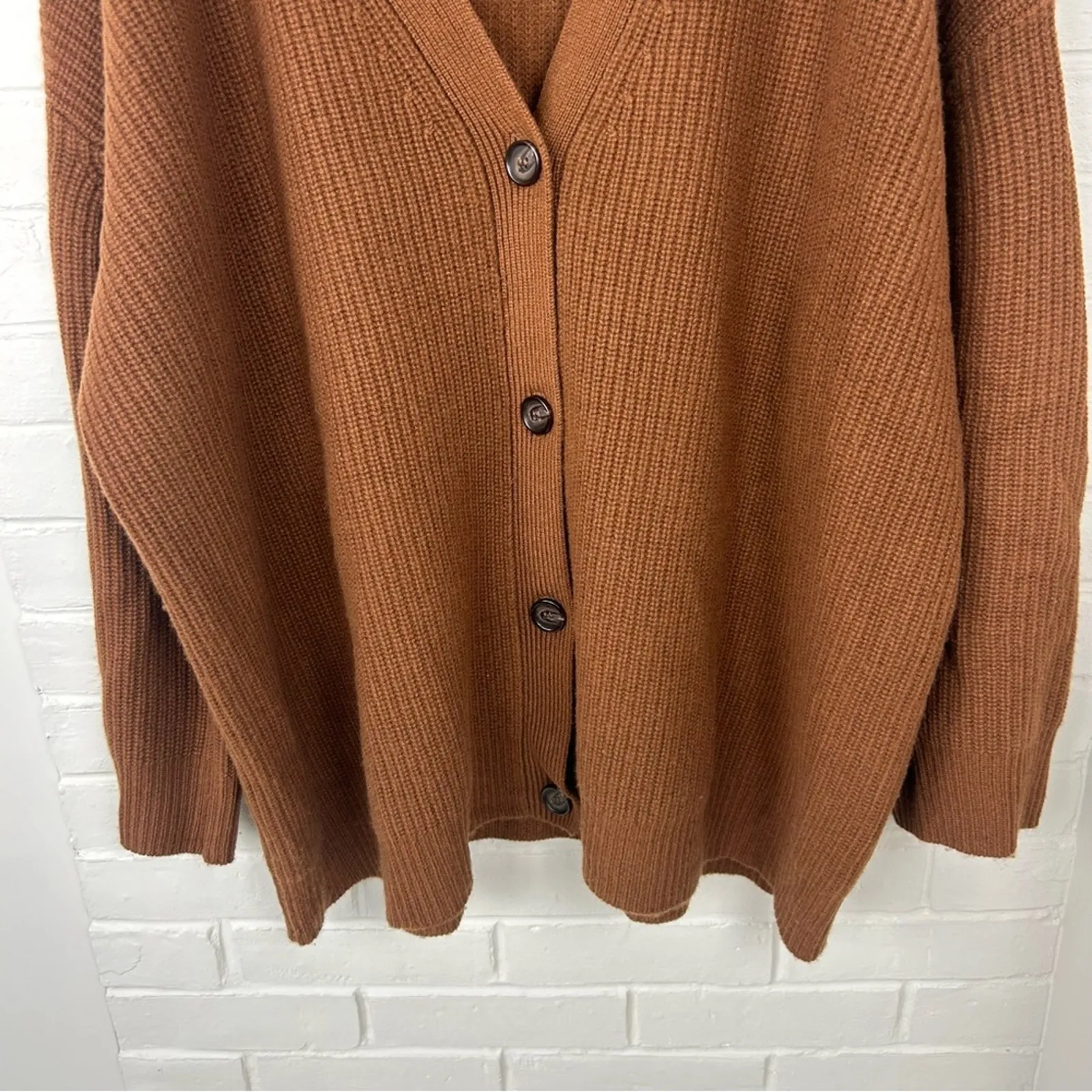 Jenni Kayne RARE Cinnamon Brown Cashmere Cocoon Cardigan Sweater Size XL - Image 6