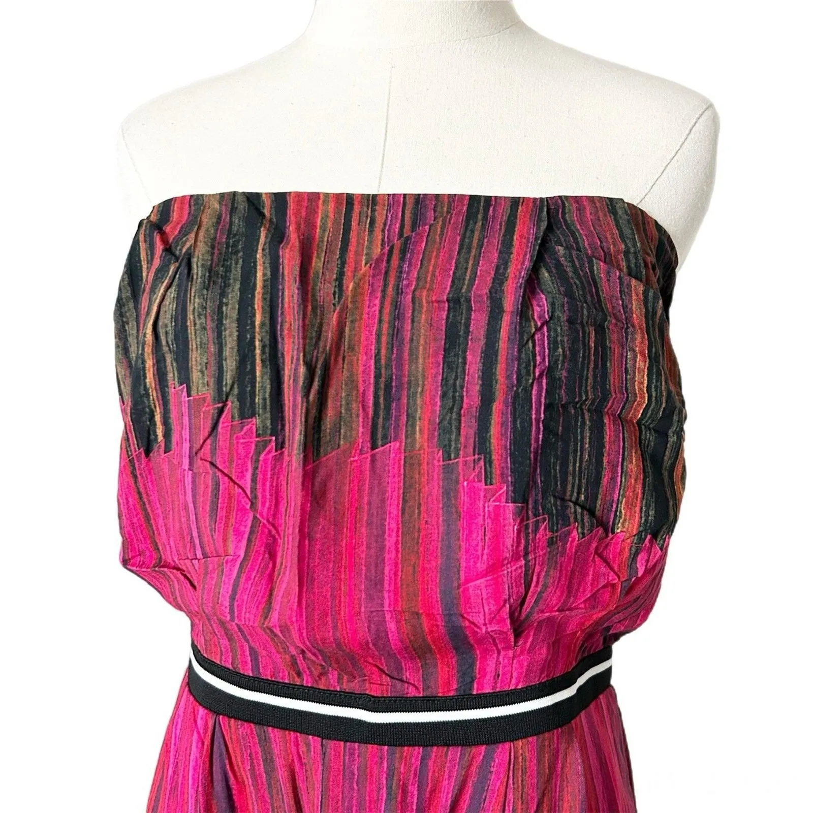 Hunter Bell Strapless Midi Dress Abstract Colorful Print Size 8 - Image 3
