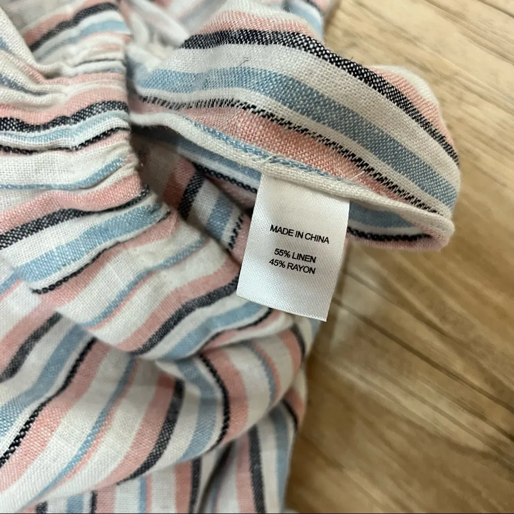 Anthropology Drew Jumpsuit Strapless Striped Linen Split Tulip Leg Boho … - Image 100