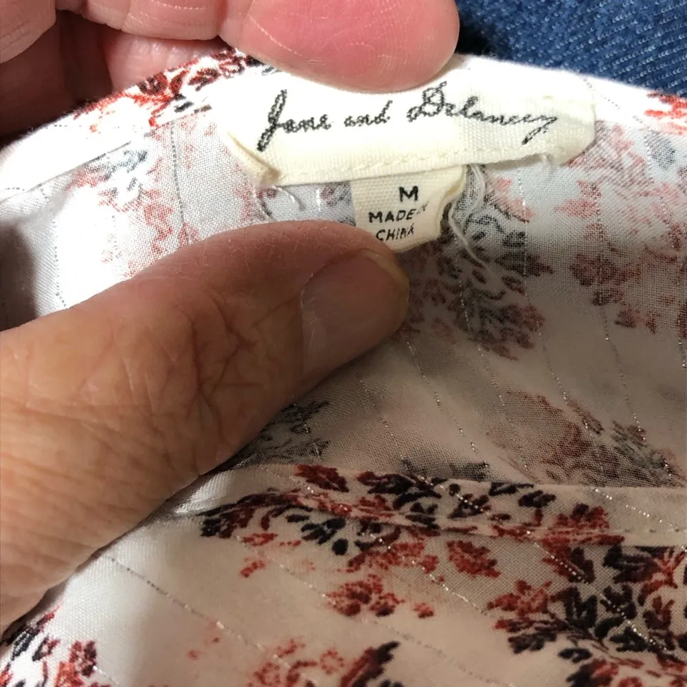 Jane & Delancey White‎ Red & Black Floral Balloon Sleeve Blouse Size M - Image 7