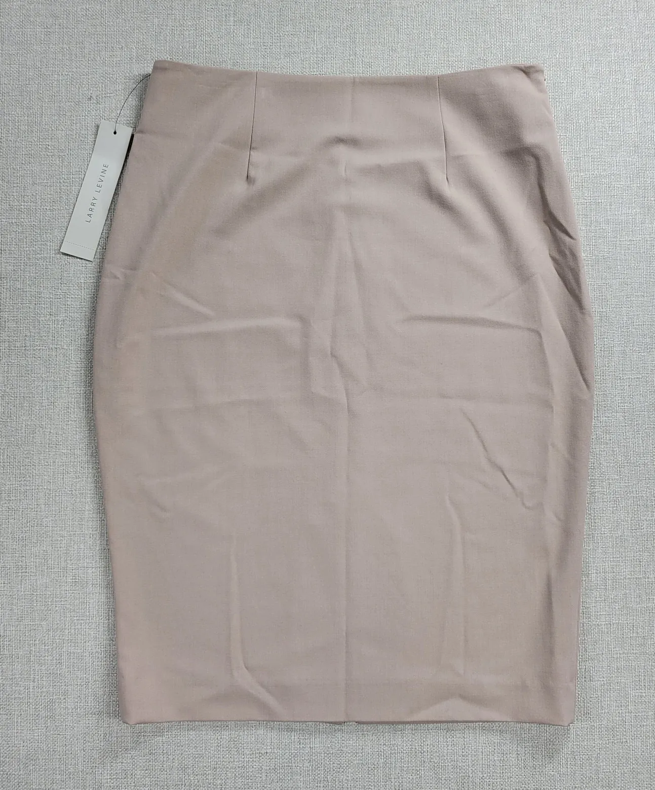Larry Levine Womens Skirt Size 8 Cream Taupe Back Slit Side Zip Knee Length NEW - Image 1