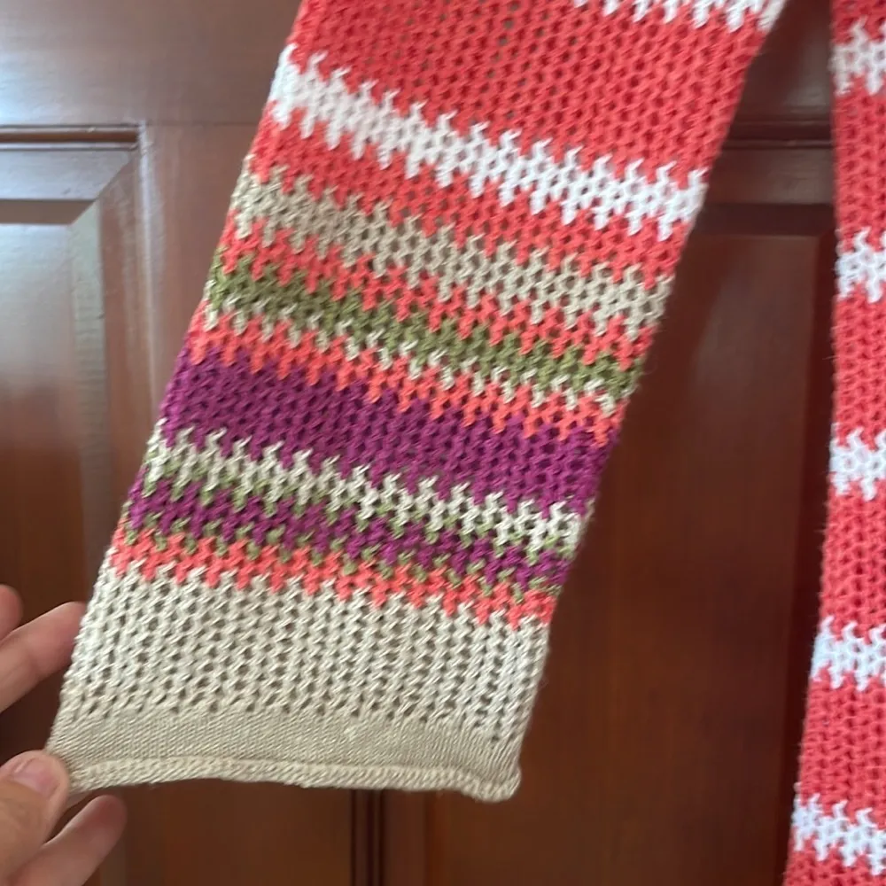 Tommy Bahama crocheted linen/cotton Tie front tunic sweater - Image 4