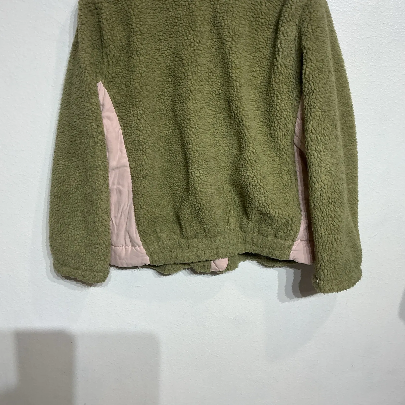 Free People We The Free Green Rivington Sherpa Bomber Jacket Sz S - Image 9