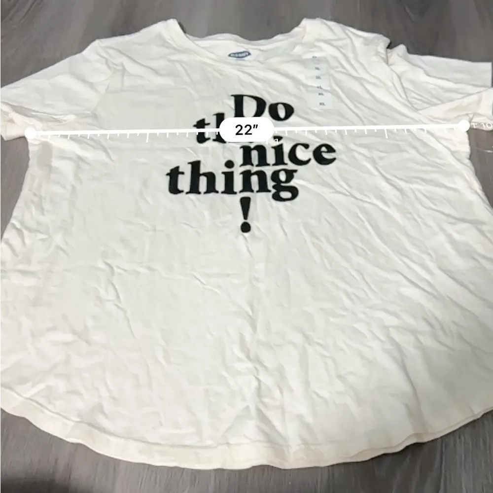 Old Navy "Do the Nice Thing!" Off White & Black Short Sleeve Tee Shirt Sz XL NEW - Image 6
