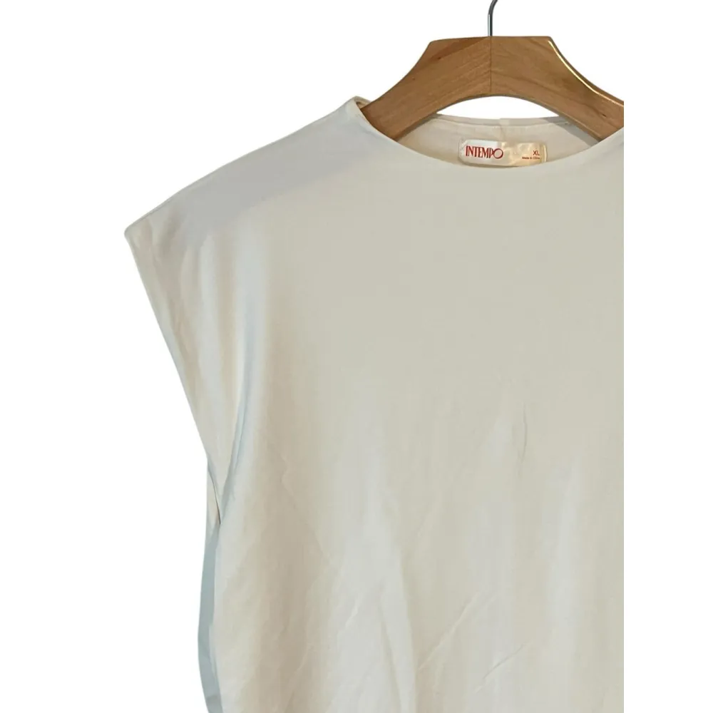 Intempo Blouse Womens XL Ivory Color Sleeveless Rouched Lightweight Silky Top White - Image 2