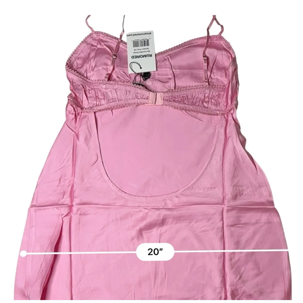 Rumored Monroe Midi Dress Bonbon Pink MEDIUM Satin Flowy Cocktail‎ Sexy - Image 8