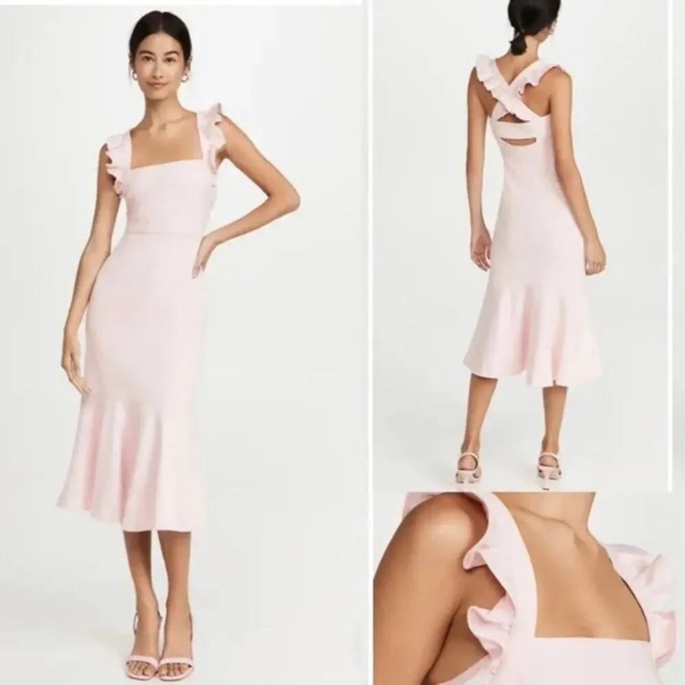 LIKELY Hara Dress in Rose Shadow Pink Ruffle Strap Size 4 Formal Midi Mermaid - Image 2