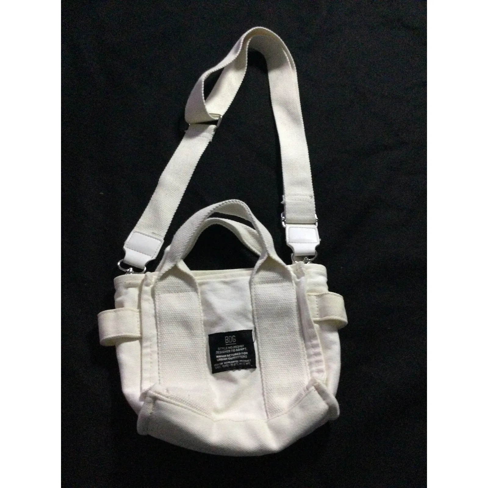BDG White Canvas Mini Tote Bag Crossbody Adjustable Strap Urban Outfitters - Image 4